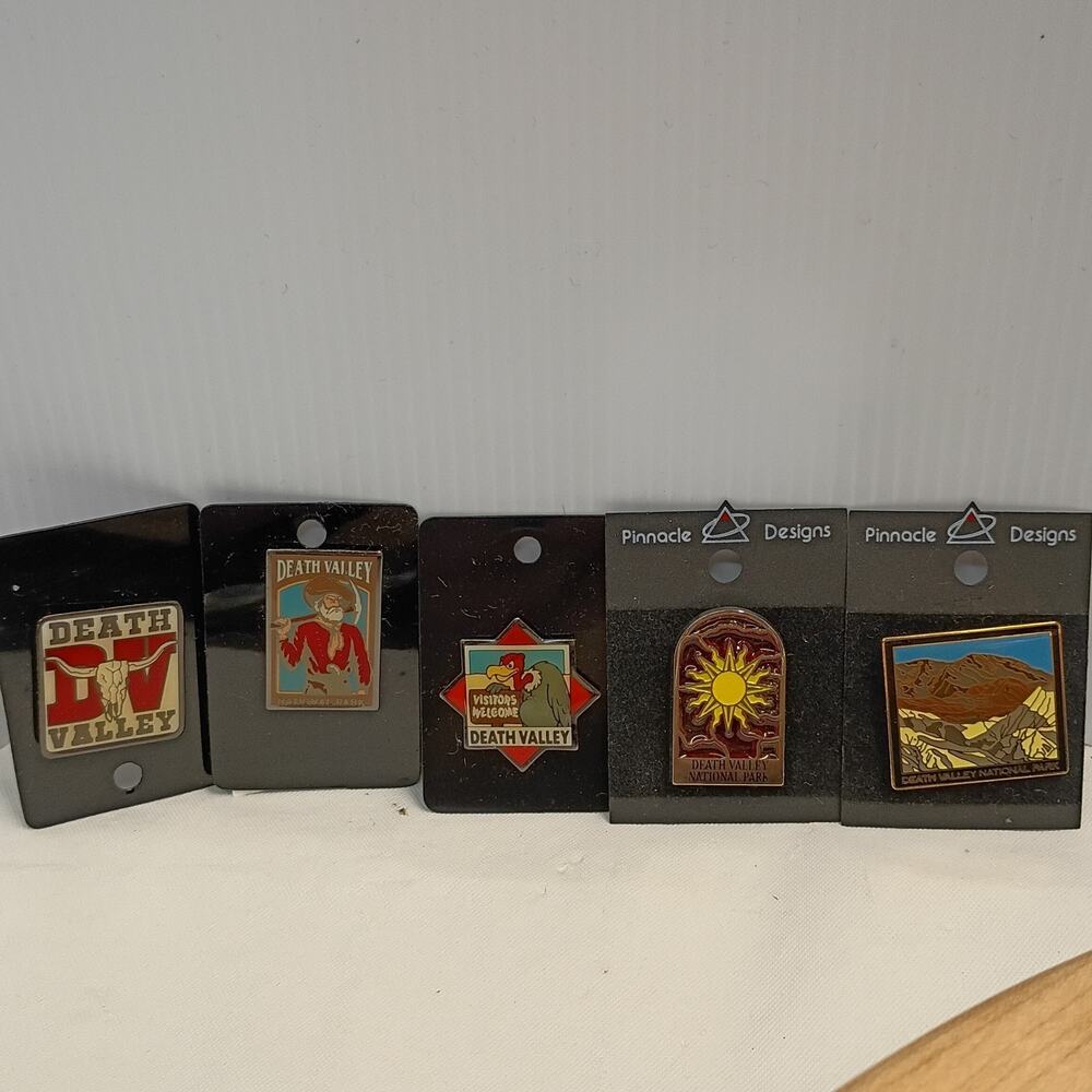 Death Valley Lapel Pin Set Of 5 Visitors Welcome Stained Glass Enamel Pinnacle